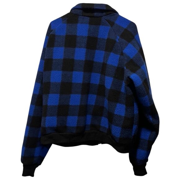 Vintage WOOLRICH Teton Buffalo Plaid Flannel Bomber Jacket 90s Blue Black XLARGE - Picture 3 of 12